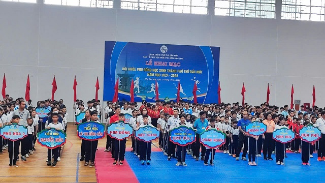 Trường Tiểu học Tân An tham gia Lễ Khai mạc Hội khỏe Phù Đổng học sinh Thành phố Thủ Dầu Một năm học 2024-2025